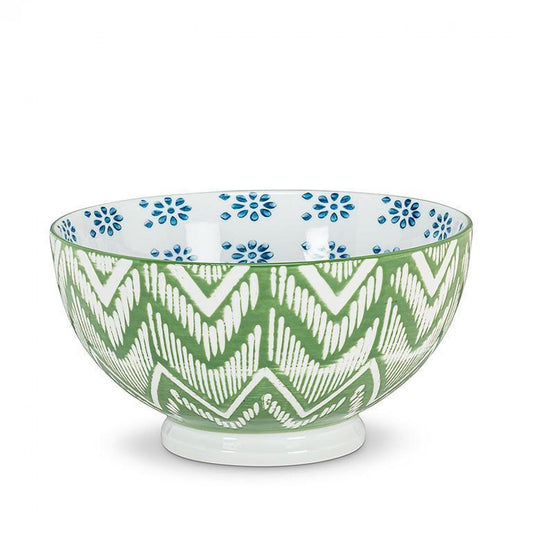 Green,White And Blue Patterned Soup Bowl