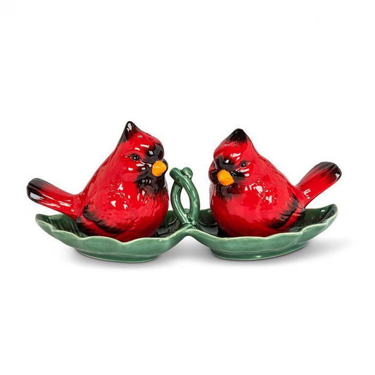 Cardinals On A A Leaf Tray Salt & Pepper Shaker