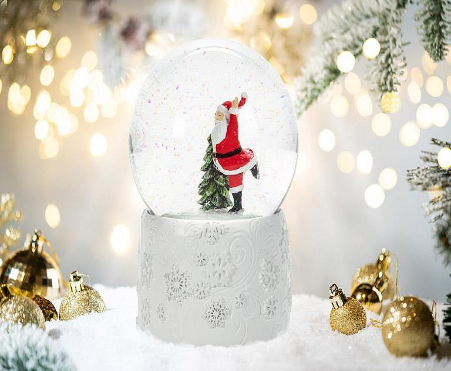 Musical Santa On Skates Snow Globe