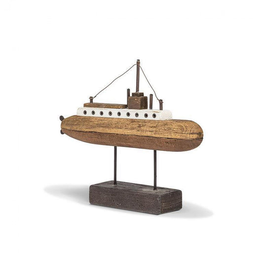 Brown And White Submarine On Base Figurine