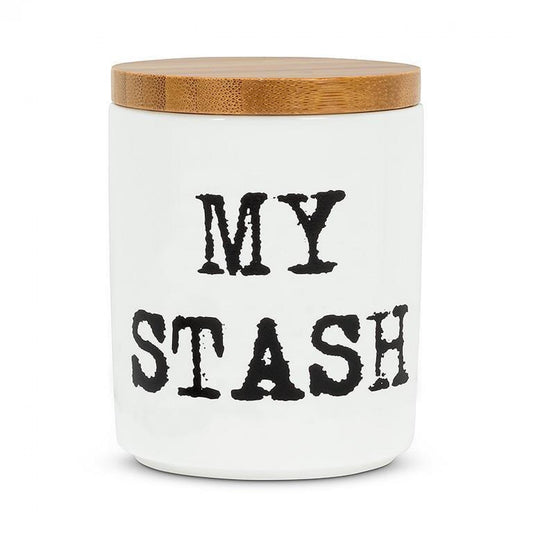 Bamboo Lidded "My Stash" Canister Canister