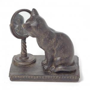 Cat Gazing In A Mirror Figurine