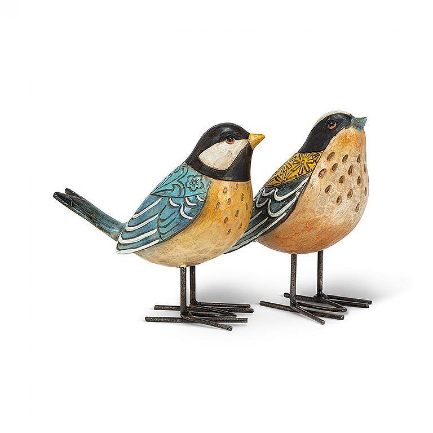 Set Of 2 Folk Style Birds Figurine