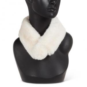 Ivory Faux Fur With Pompom And Magnet Clasp Scarf