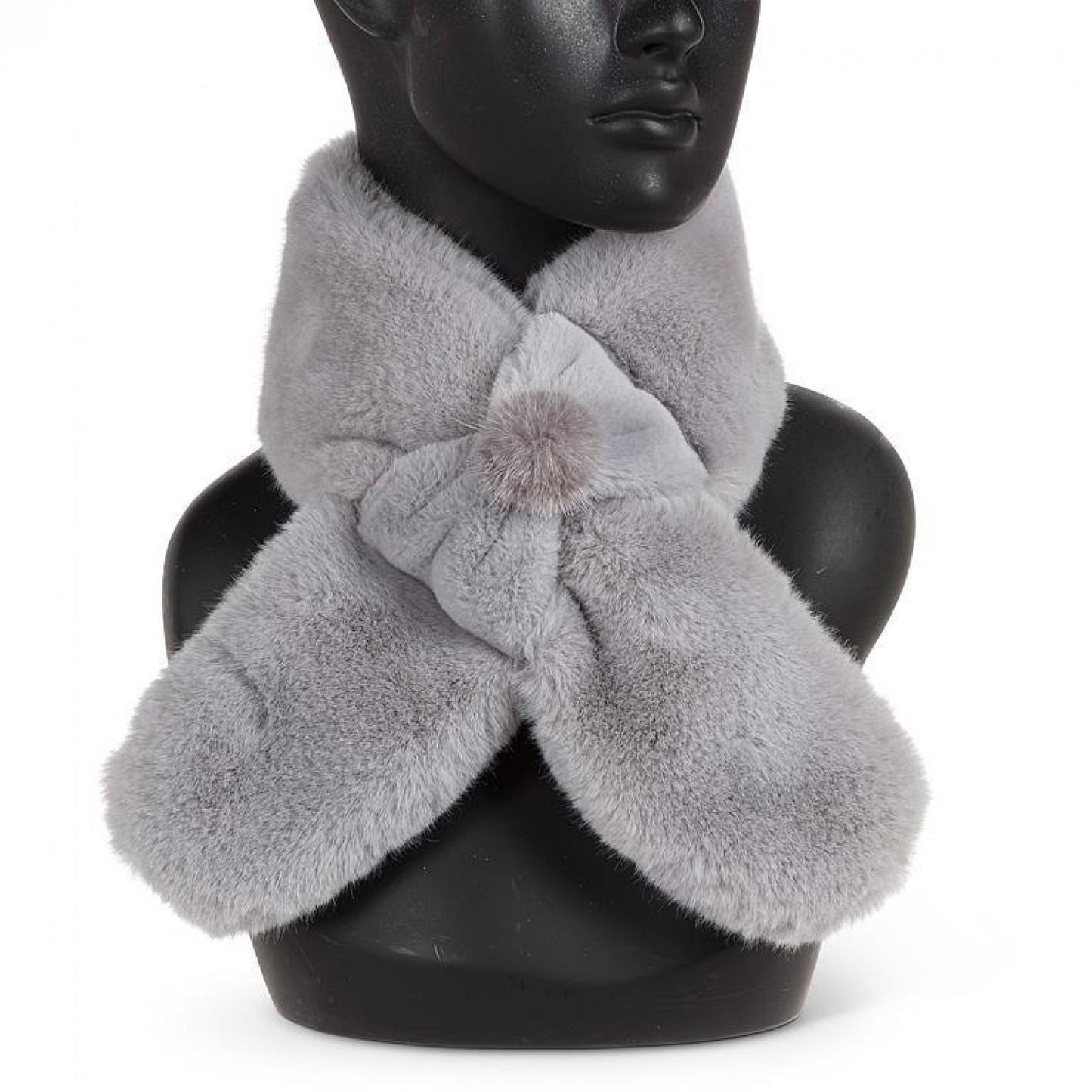 Gray Pull Thru With Pompom Scarf