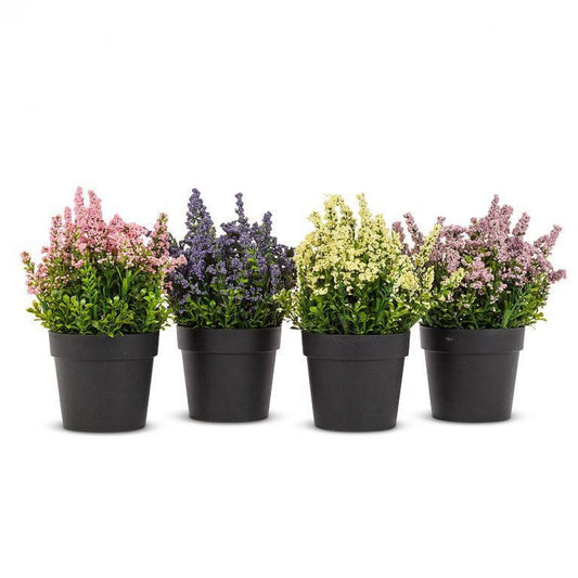 Set Of 4 Assorted Colored Lavender Plants In A Pots Artificial Flower