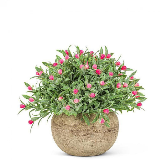 Set of 12 Pink Flowering Plant In A Pot Artificial Flower