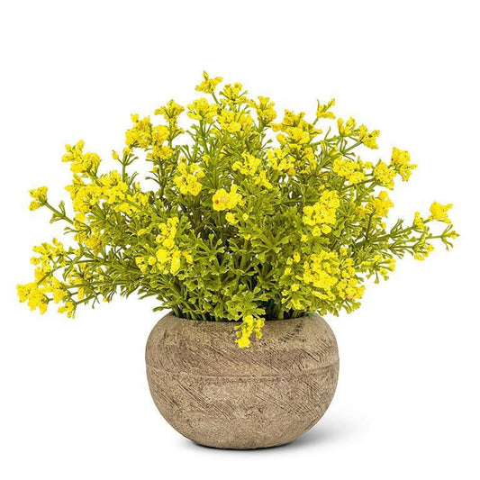 Yellow Flowering Plant In A Round Pot Artificial Flower