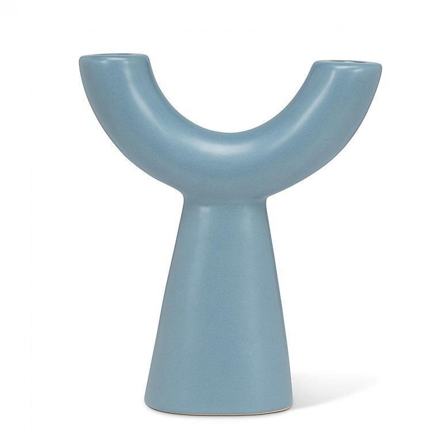 Blue Gray Double Taper Candle Holder