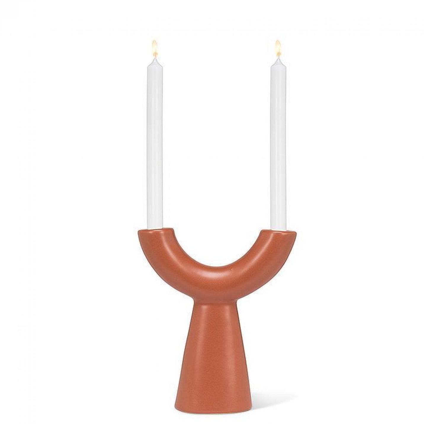 Terracotta Color Double Taper Candle Holder