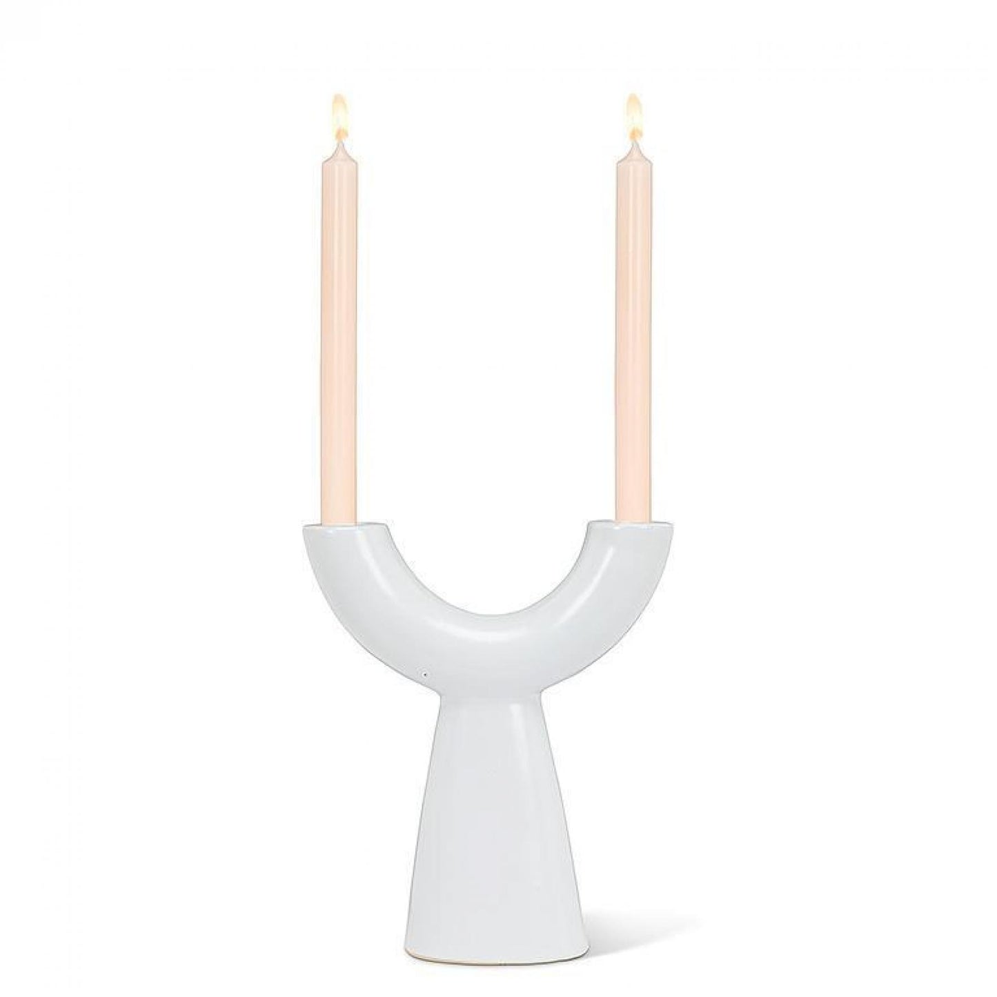 White Double Taper Candle Holder