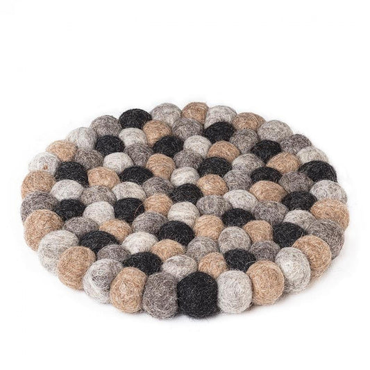 Set of 12 Grays And Taupe Felt Balls Trivet