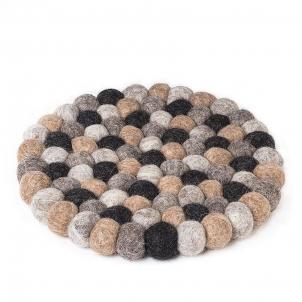 Set of 12 Grays And Taupe Felt Balls Trivet