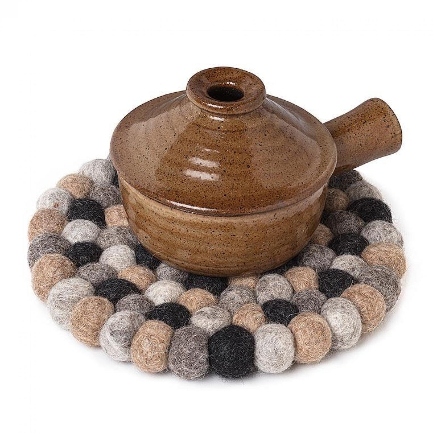 Set of 12 Grays And Taupe Felt Balls Trivet