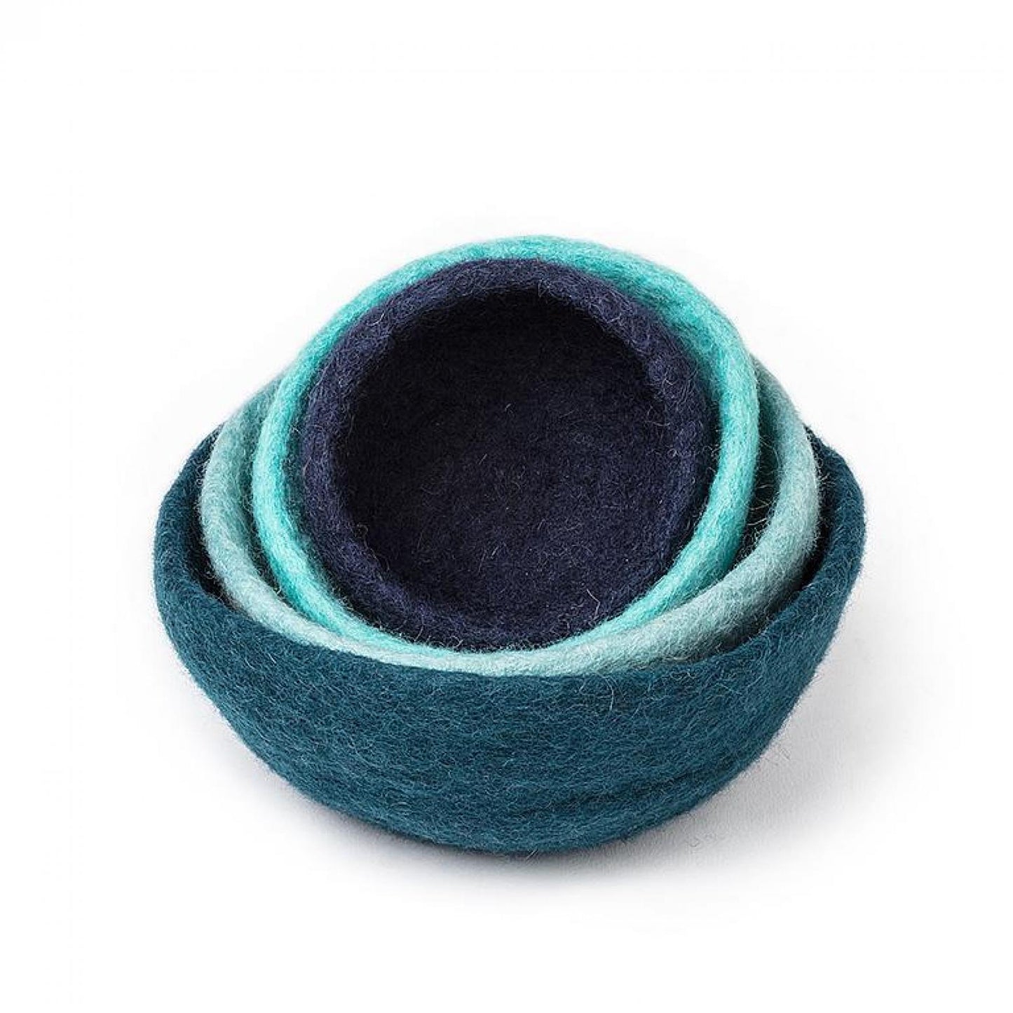 Set Of 4 Blue Felt Nesting Bowls