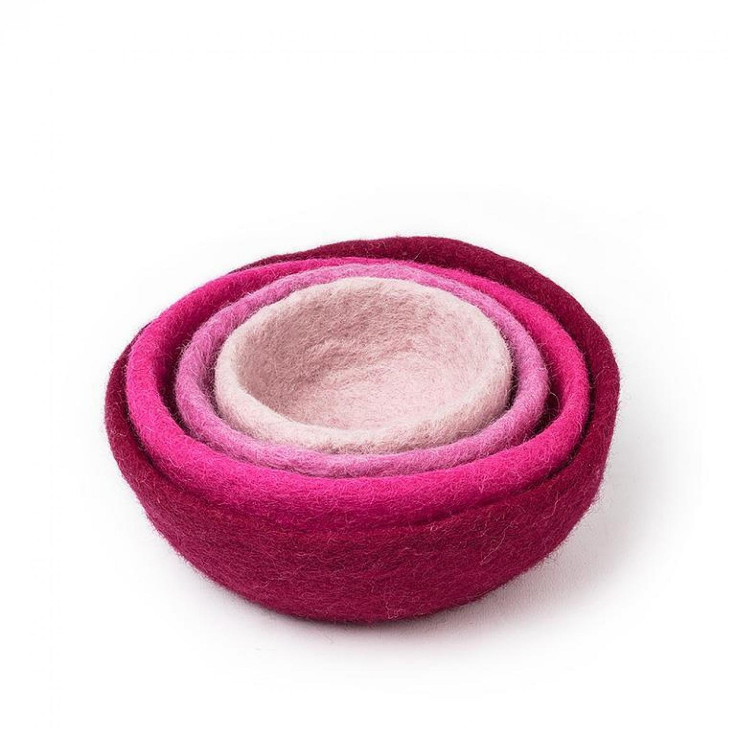 Set Of 4 Shades Of Pink Felt Nesting Bowls