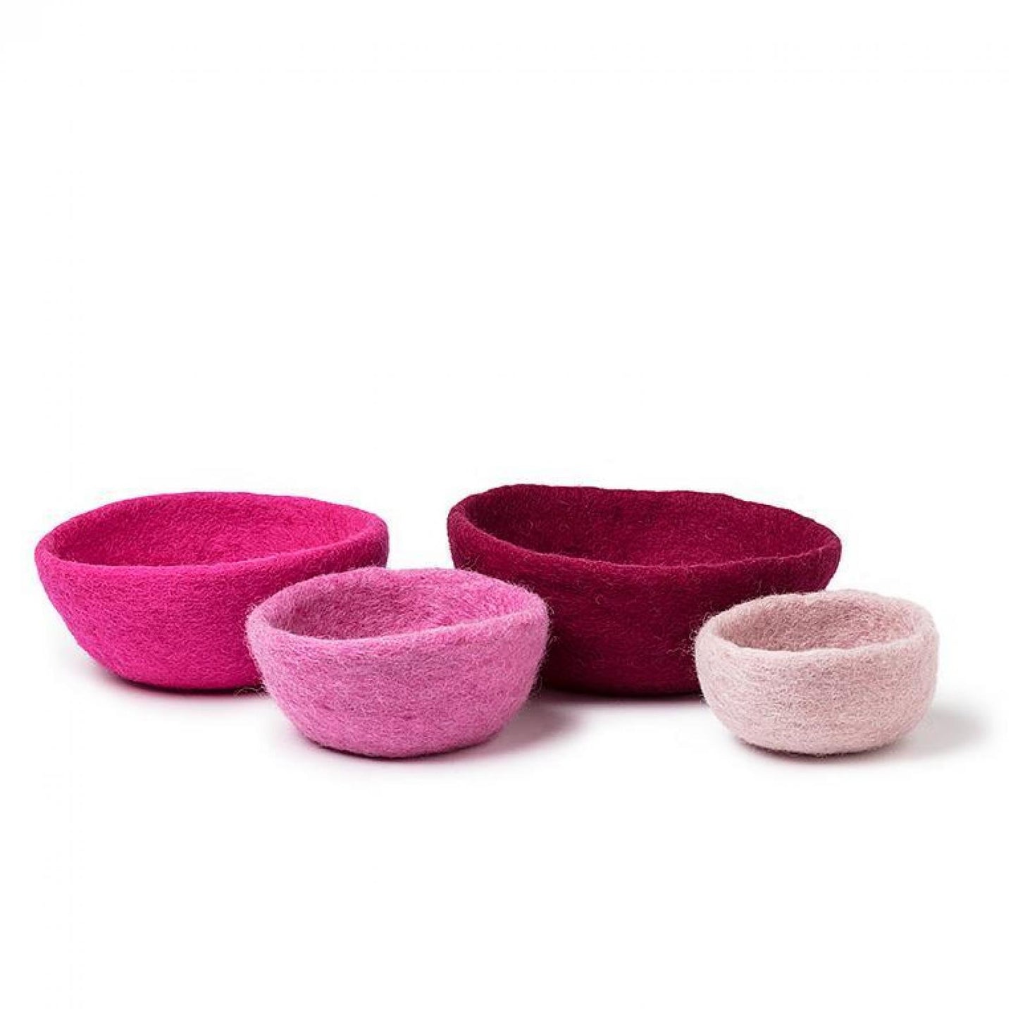 Set Of 4 Shades Of Pink Felt Nesting Bowls