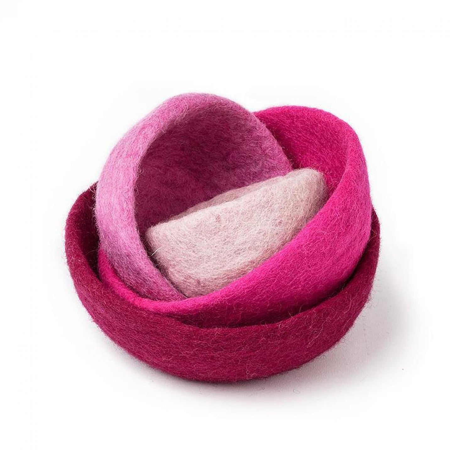 Set Of 4 Shades Of Pink Felt Nesting Bowls