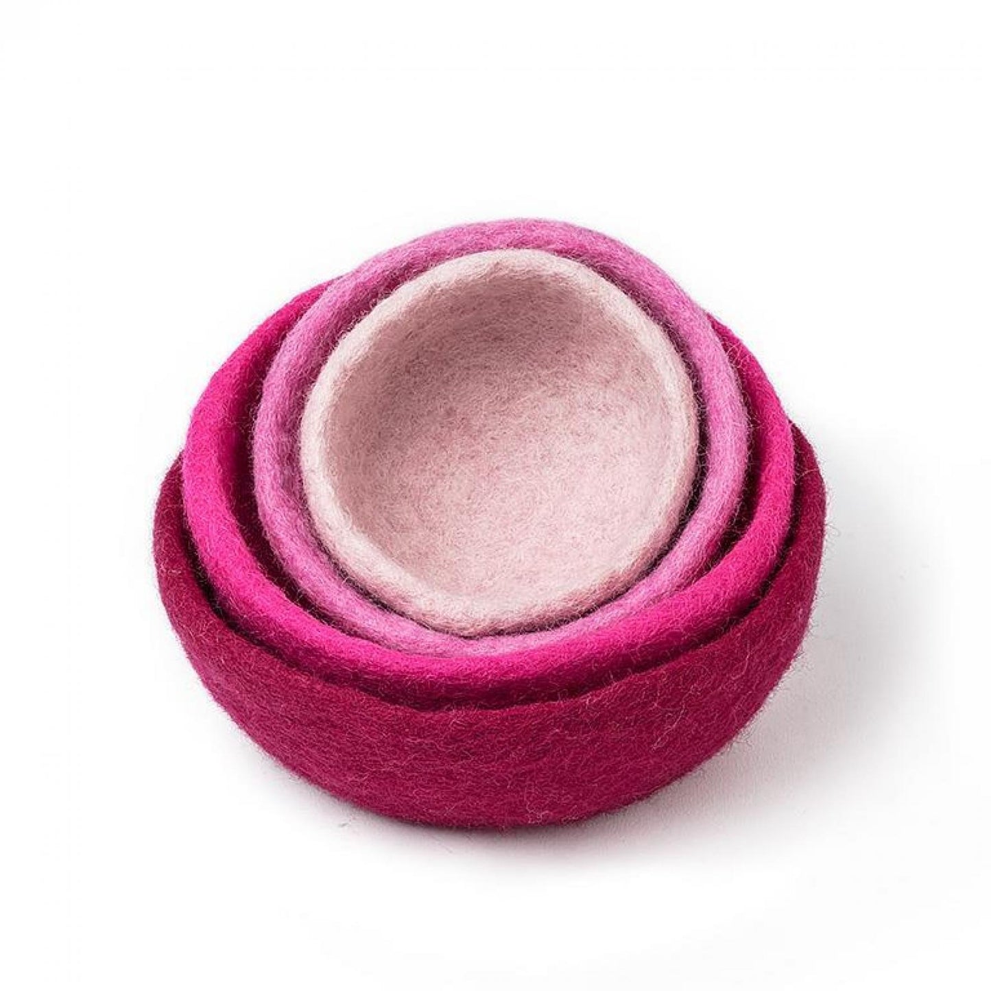 Set Of 4 Shades Of Pink Felt Nesting Bowls