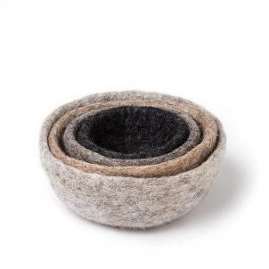 Set Of 4 Shades Of Brown Felt Nesting Bowls