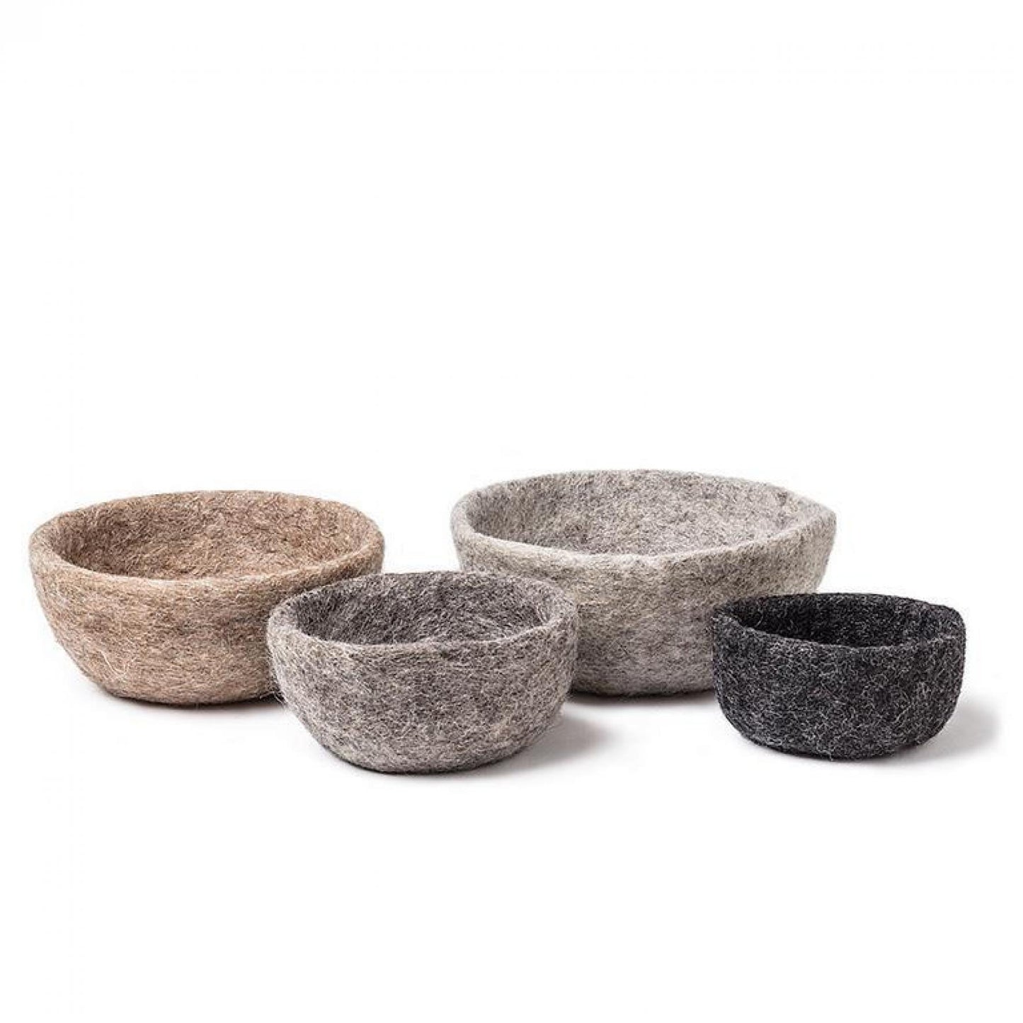 Set Of 4 Shades Of Brown Felt Nesting Bowls