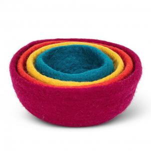 Set Of 4 Assorted Colors Felt Nesting Bowls