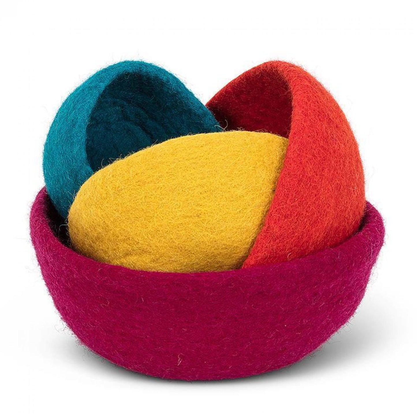 Set Of 4 Assorted Colors Felt Nesting Bowls