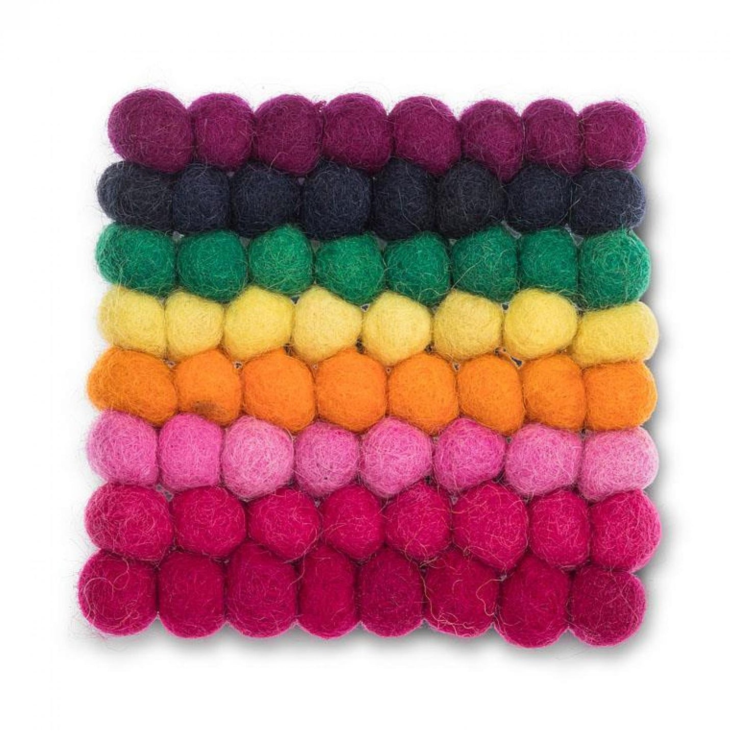 Square Rainbow Stripe Pompom Trivet