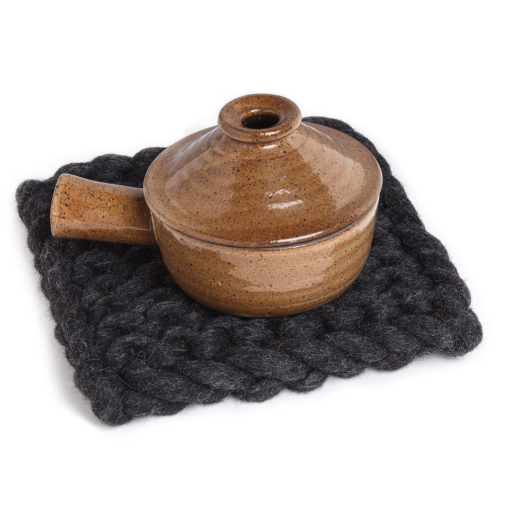 Set of 12 Charcoal Gray Chunky Knitted Trivet