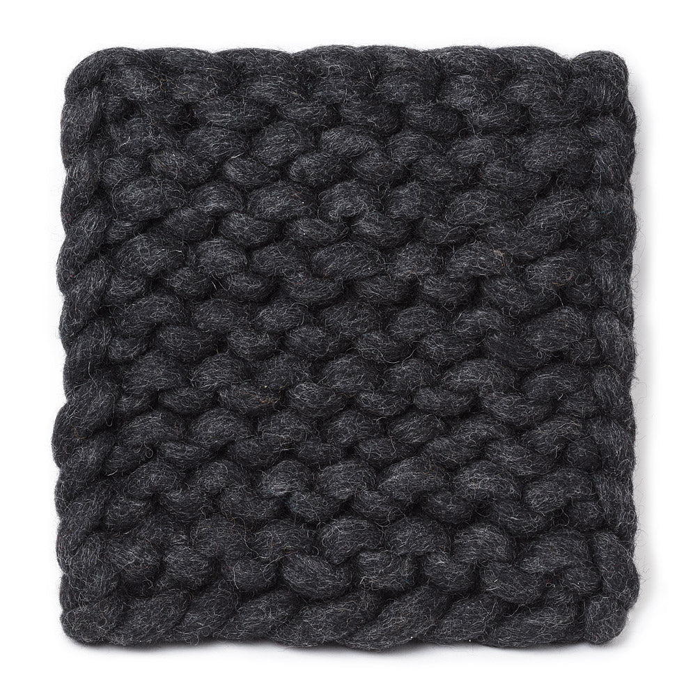 Set of 12 Charcoal Gray Chunky Knitted Trivet