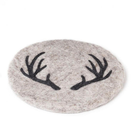 Set of 12 Stag Horn On Oatmeal Color Background Trivet