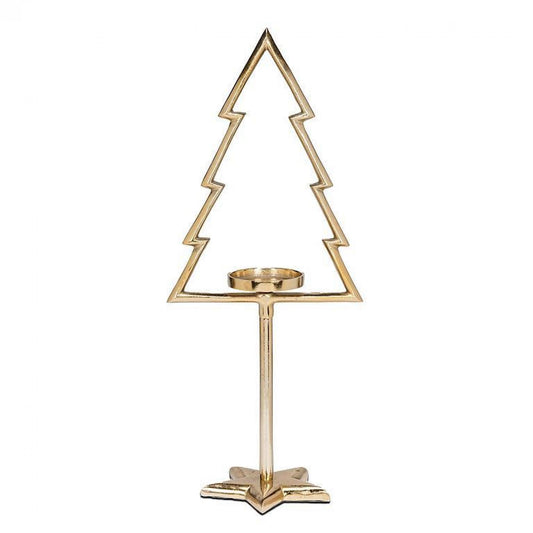 Gold Tree Frame Pillar Candle Holder