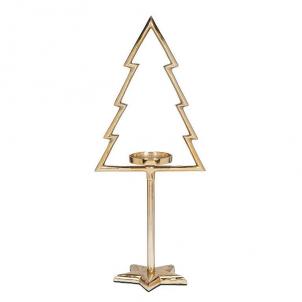 Gold Tree Frame Pillar Candle Holder