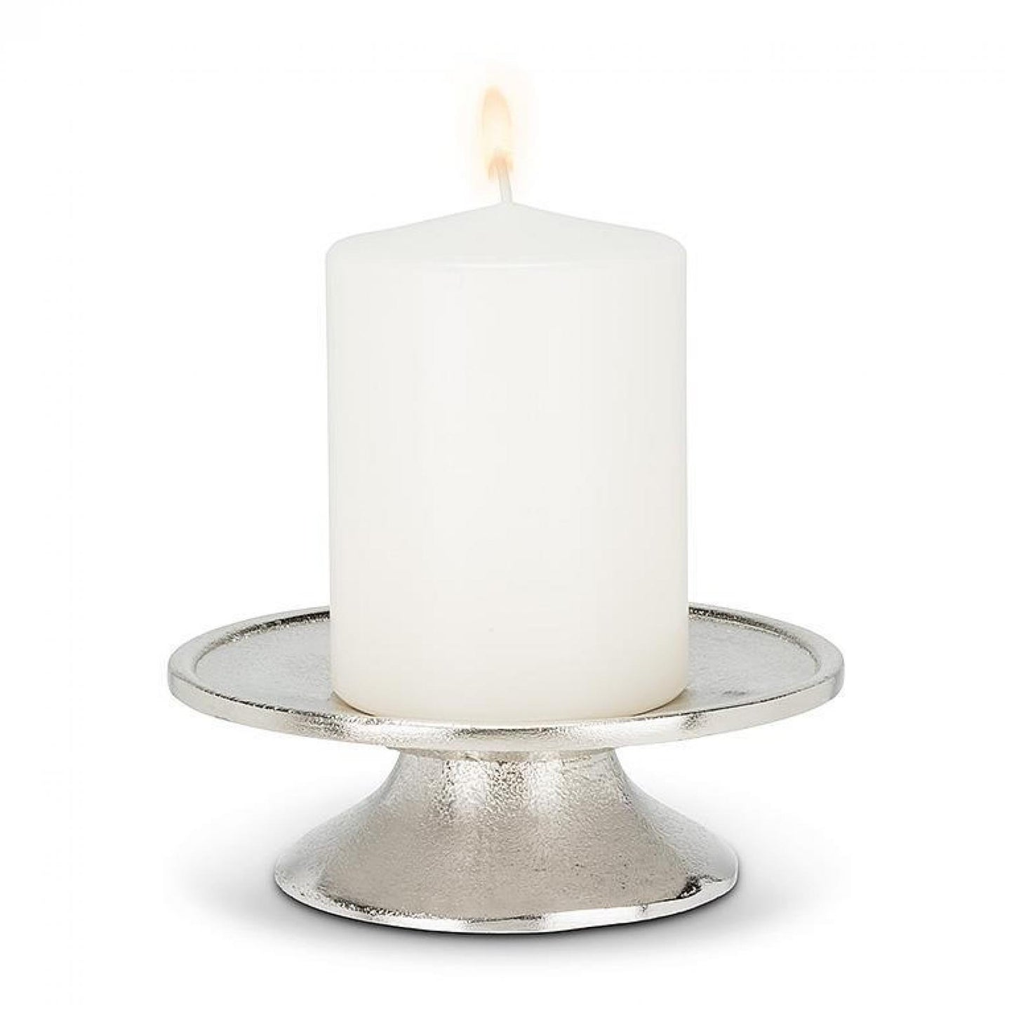 Silver Color Low Pillar Candle Holder