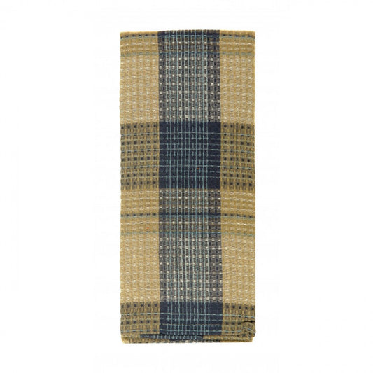 Sand Blue Check Pattern Tea Towel