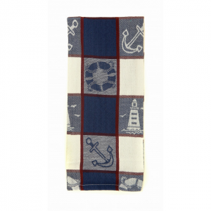 Nautical Theme Check Pattern Tea Towel