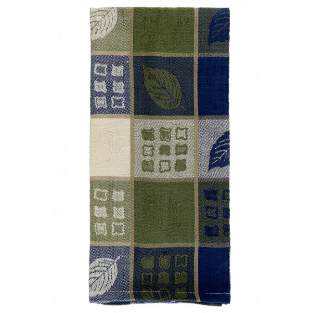 Green Leaf Harvest Pattern Tea Towel