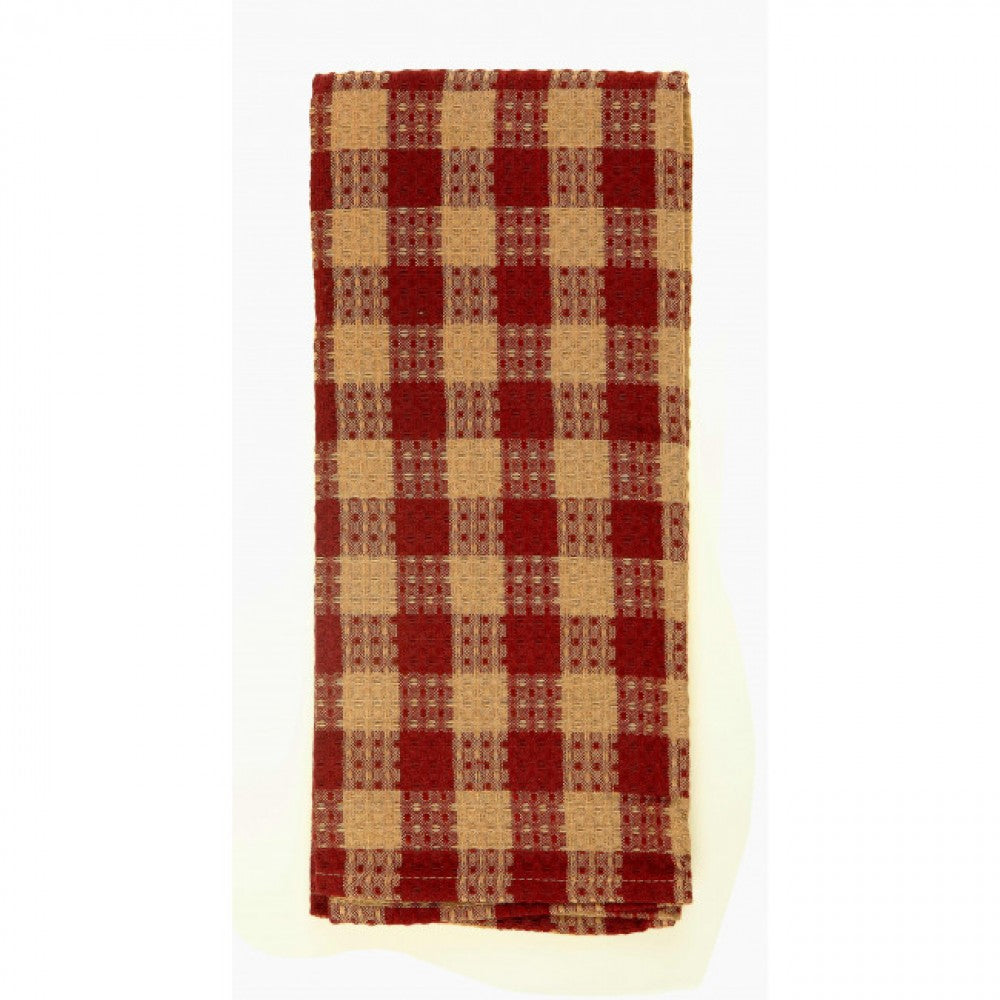 Burgundy Check Pattern Tea Towel