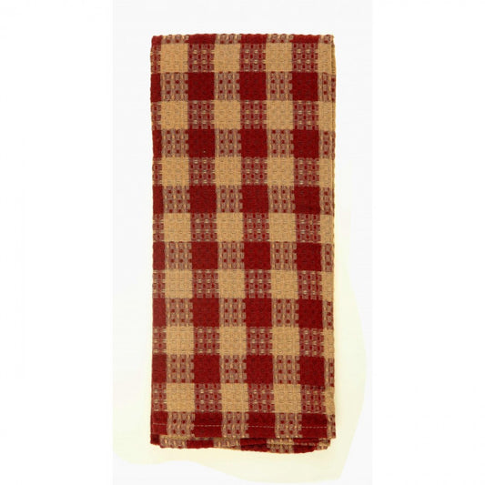 Burgundy Check Pattern Tea Towel