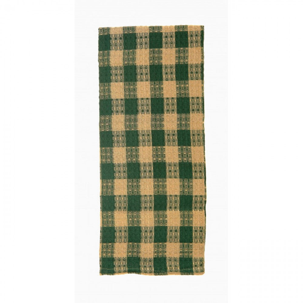 Green & Beige Check Pattern Tea Towel