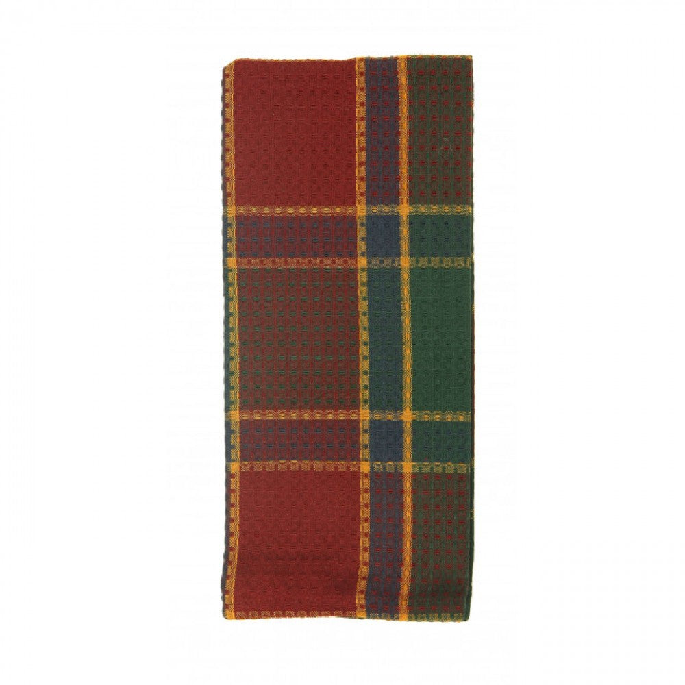 Festive Jewel Tone Check Pattern Tea Towel