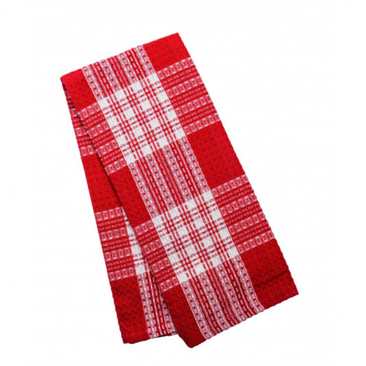 Stone Red Plaid Tea Towel