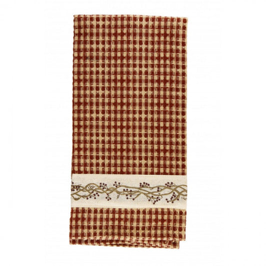 Burgundy Check With Berryvine Trim Tea Towel