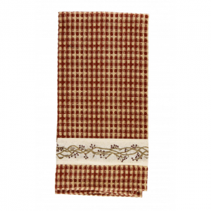 Burgundy Check With Berryvine Trim Tea Towel