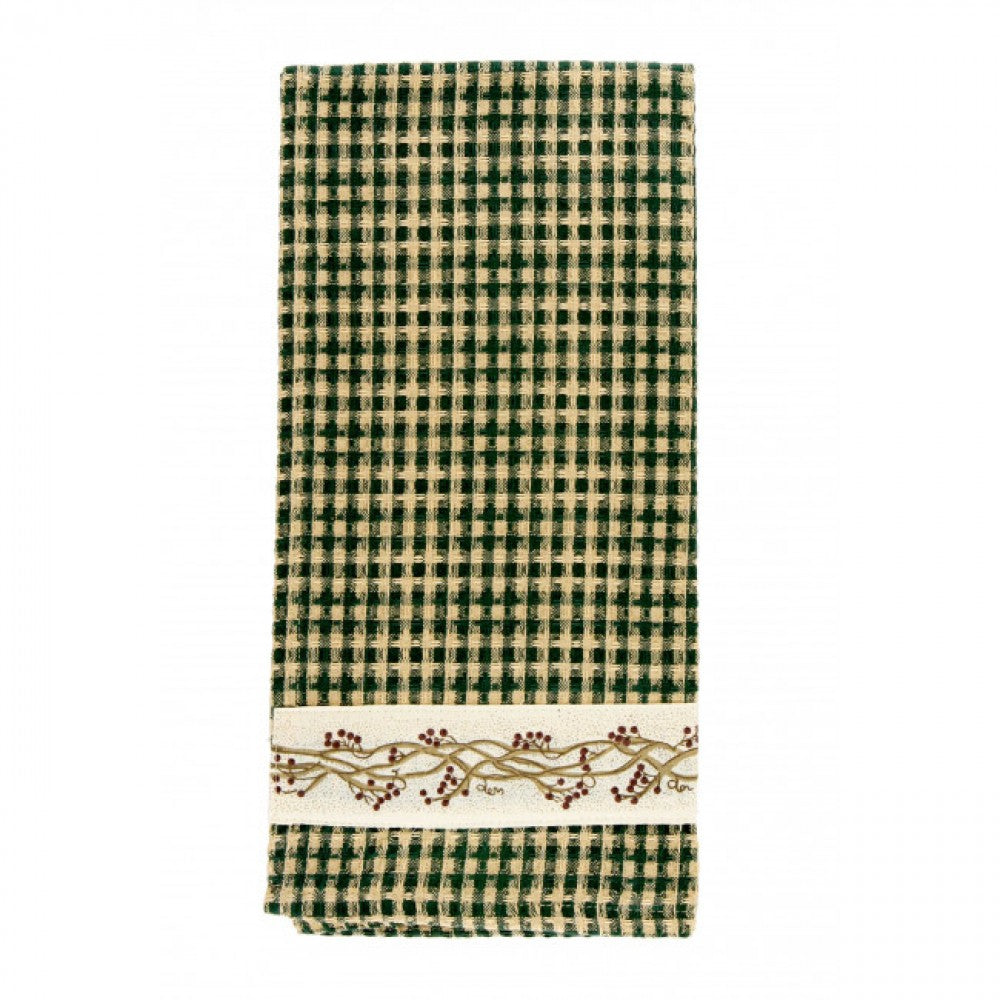 Green Check With Berryvine Trim Tea Towel