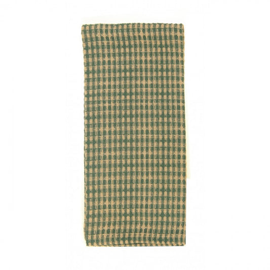 Honey Comb Weave Berryvine Green Check Tea Towel