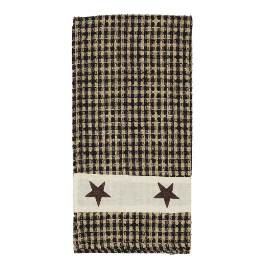 Black Checks With Star Trim Tea Towel