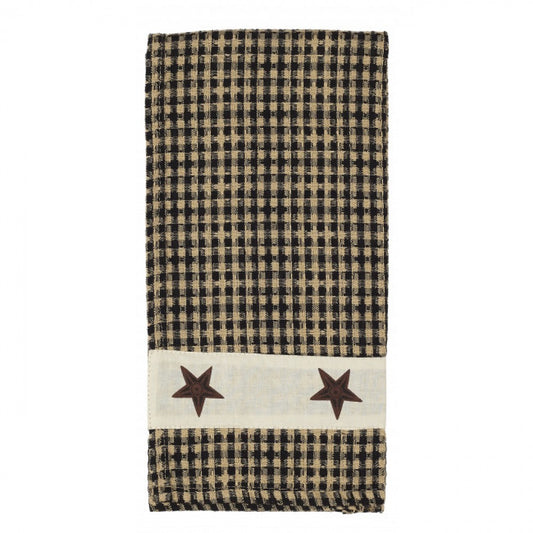 Black Checks With Star Trim Tea Towel