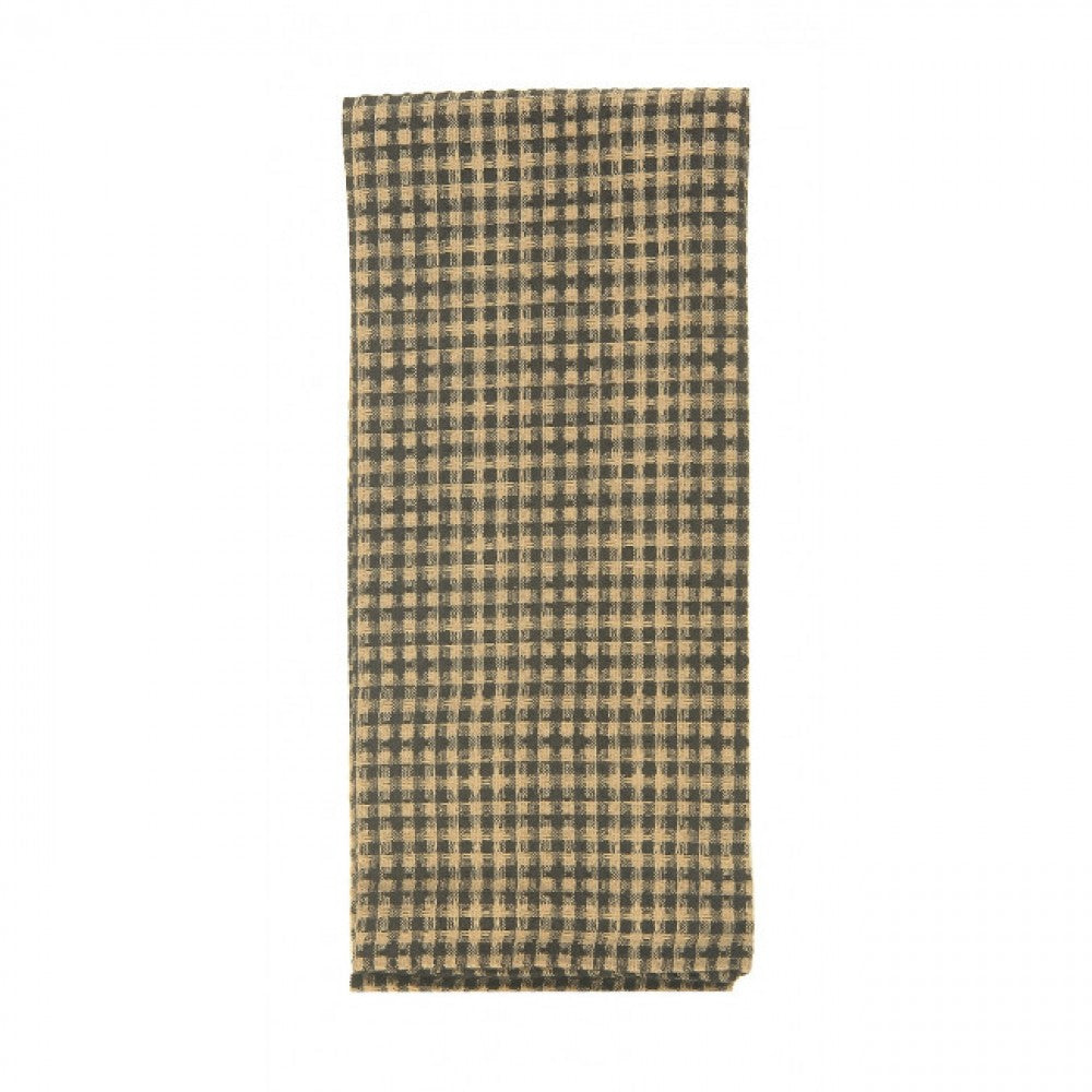 Honey Comb Weave Black Check Tea Towel