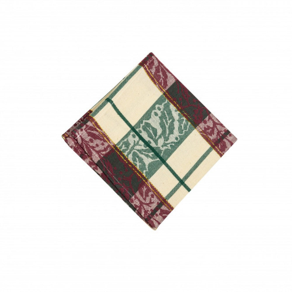 Holly Leaves And Stripes Lurex Dishcloth